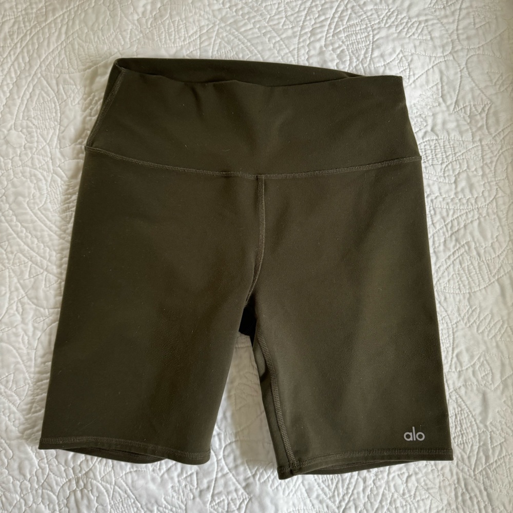 ALO army green biker shorts